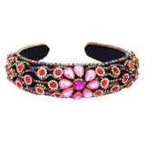 Claw inlaid colored glass diamond flower full diamond wide edge sponge head hoop - V.I.P Digital Presence