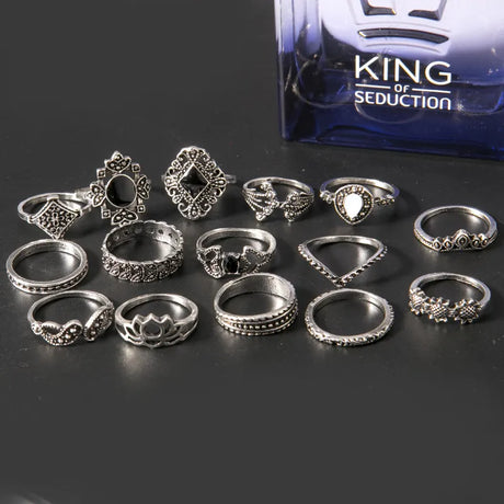 15 Piece Alloy Vintage Ring Set - V.I.P Digital Presence