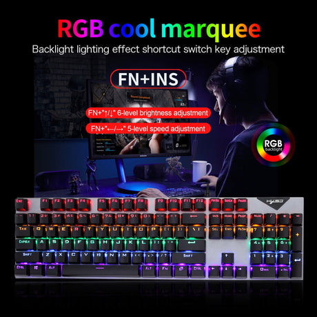 Personalized mechanical keyboard RGB luminous esports game keyboard wired blue axis full 104 key keyboard - V.I.P Digital Presence