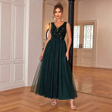 ElegantStyle Sexy Sleeveless Women's Shiny Mesh Splicing Swing Dress - V.I.P Digital Presence