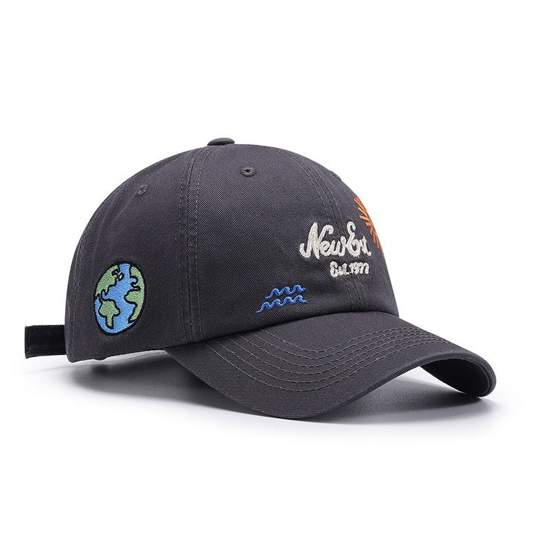 Gorra de béisbol con visera curva para exteriores, versátil, sencilla, con bordado de letras, con borde cruzado y protector solar, color negro para mujer