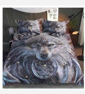 3D digital printing wolf warrior quilt cover three piece bedding home textile