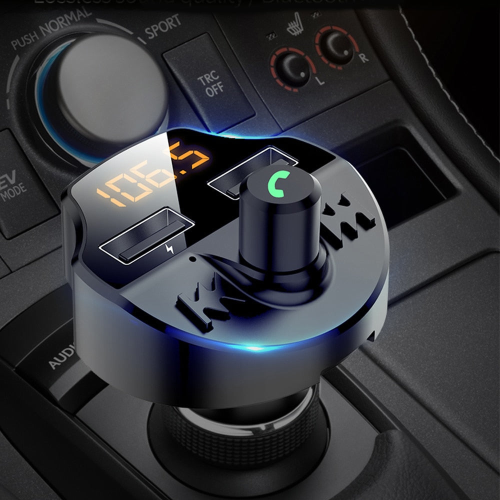Car Fm Transmitter Bluetooth 5.0 Car Mp3 Player Modulator Adapter Battery Voltage TF Card Hands-free Dual USB Smart Chip T66 - V.I.P Digital Presence
