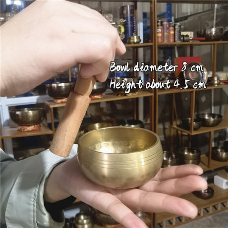 Tibetan brass singing bowl with Sanskrit – handmade meditation instrument for stress relief. - V.I.P Digital Presence