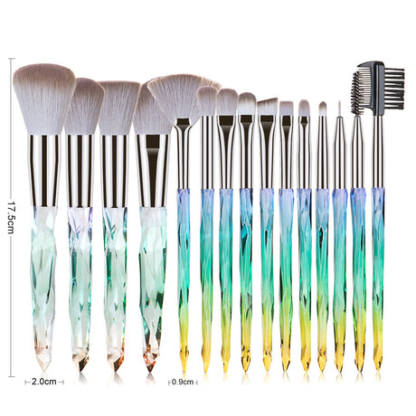 15 pcs Makeup Brushes Diamond Crystal Handle Makeup Tools Foundation Eyeshadow Brush - V.I.P Digital Presence