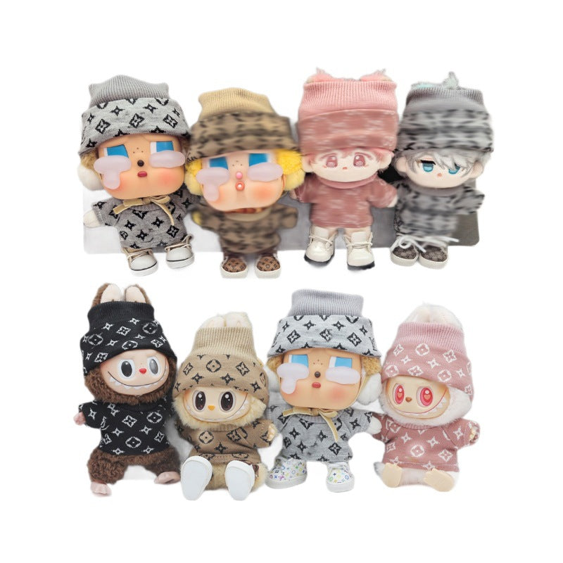Caja sorpresa Labubu de 17 cm de primera y segunda generación, ropa para muñeca llorona de algodón de 10 cm, gorro estampado de punto