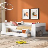 Upholstered Daybed with Trundle, Wood Slat Support,Upholstered Frame Sofa Bed Twin Blue - V.I.P Digital Presence