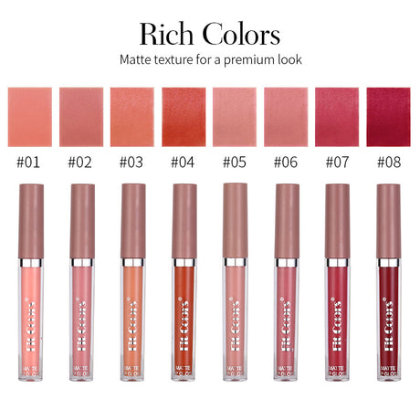 Fit Colors Matte Non-Stick Cup Lip Gloss Not Easy To Fade Matte Liquid Thin Tube Lipstick 8 Color Set Box - V.I.P Digital Presence