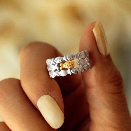 925 Sterling Silver Fish Open Ring - V.I.P Digital Presence