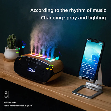 Music Clock Humidifier Colorful Volcano Light Timer for Bedroom Home Yoga Office Flame Humidifier Ultrasonic Essential - V.I.P Digital Presence