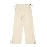 Wrinkled Casual Straight Cargo Pants Men's American Loose Solid Color Thin Sports Drawstring Cuffed Long Trousers - V.I.P Digital Presence