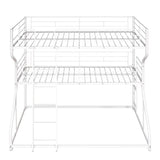 Full XL over Twin XL over Queen Size Triple Bunk Bed with Long and Short Ladder White