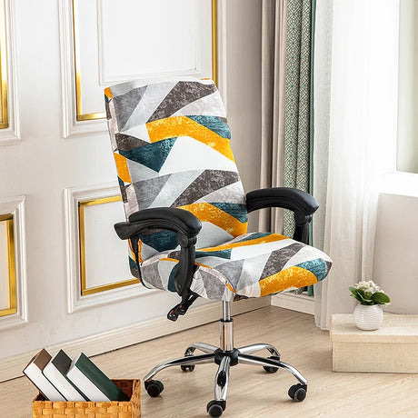 Stretch Printed Computer Office Chair Covers Soft Fit Universal Desk Rotating Slipcovers Removable Washable Anti-Dust Spandex - V.I.P Digital Presence