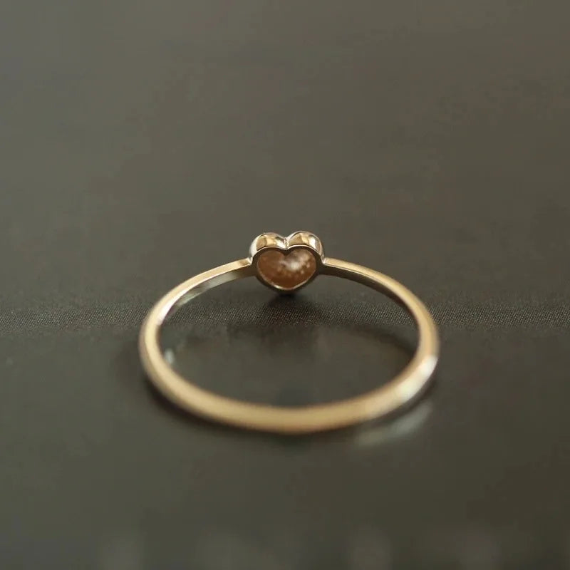 925 Sterling Silver Plated 14K Gold Chubby Love Ring for Girl Simple and Versatile Super Cute Heart Ring Fine Jewelry - V.I.P Digital Presence