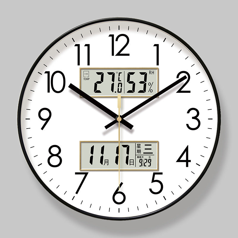 2025 New 10/12/14 - inch Electronic Calendar Wall Clock. Monitors temp & humidity. Dual - display. Mute. Quartz movement. - V.I.P Digital Presence