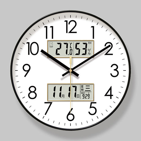 2025 New 10/12/14 - inch Electronic Calendar Wall Clock. Monitors temp & humidity. Dual - display. Mute. Quartz movement. - V.I.P Digital Presence