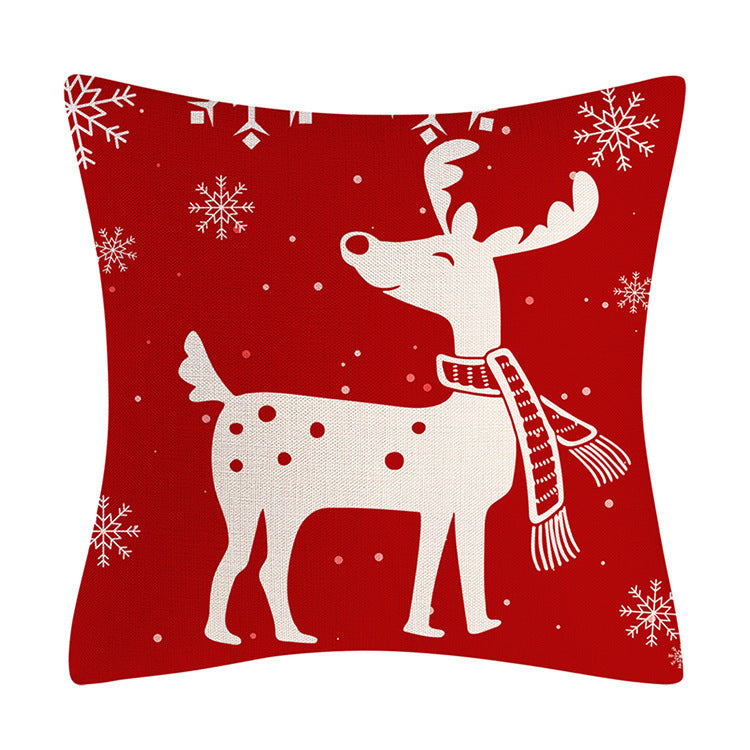 Red Snowflake Deer Pillow Cover Christmas Tree Cushion Cover Home Decoration Pillow Cover Combination - V.I.P Digital Presence