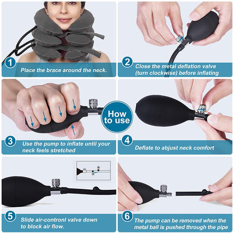 Cervical Traction Device Neck Support Pillow Inflatable Adjustable Neck Stretcher Three-Layer Inflatable Neck Pillow - V.I.P Digital Presence