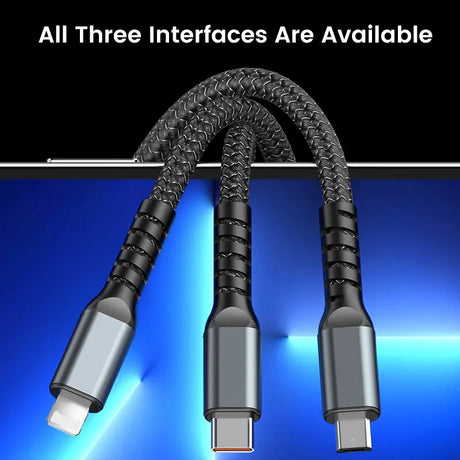3 In 1 Usb 100w Cable For Fast Charging And Data Mini Usb Type C Micro Suitable For Iphone Android Xiaomi Huawei Oppo Charging - V.I.P Digital Presence