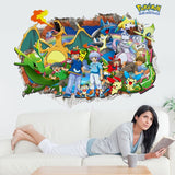 New 3D Pikachu Wall Sticker Pok é mon Wallpaper Self adhesive Cartoon Graffiti Anime Poster Children's Room PVC - V.I.P Digital Presence