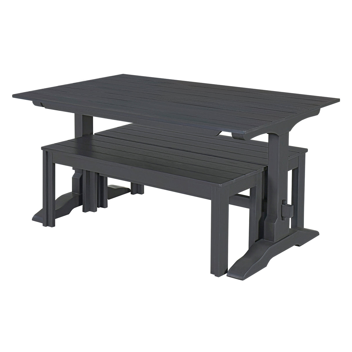 TREXM 3-piece retro cutlery set, rectangular stand table, and 2 wooden stools for 4 people (gray) - V.I.P Digital Presence