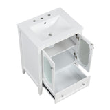 24" Bathroom Vanity with Sink, Bathroom Vanity Cabinet with One Drawer and Doors, Adjustable Shelf, Solid Wood and MDF, White - V.I.P Digital Presence