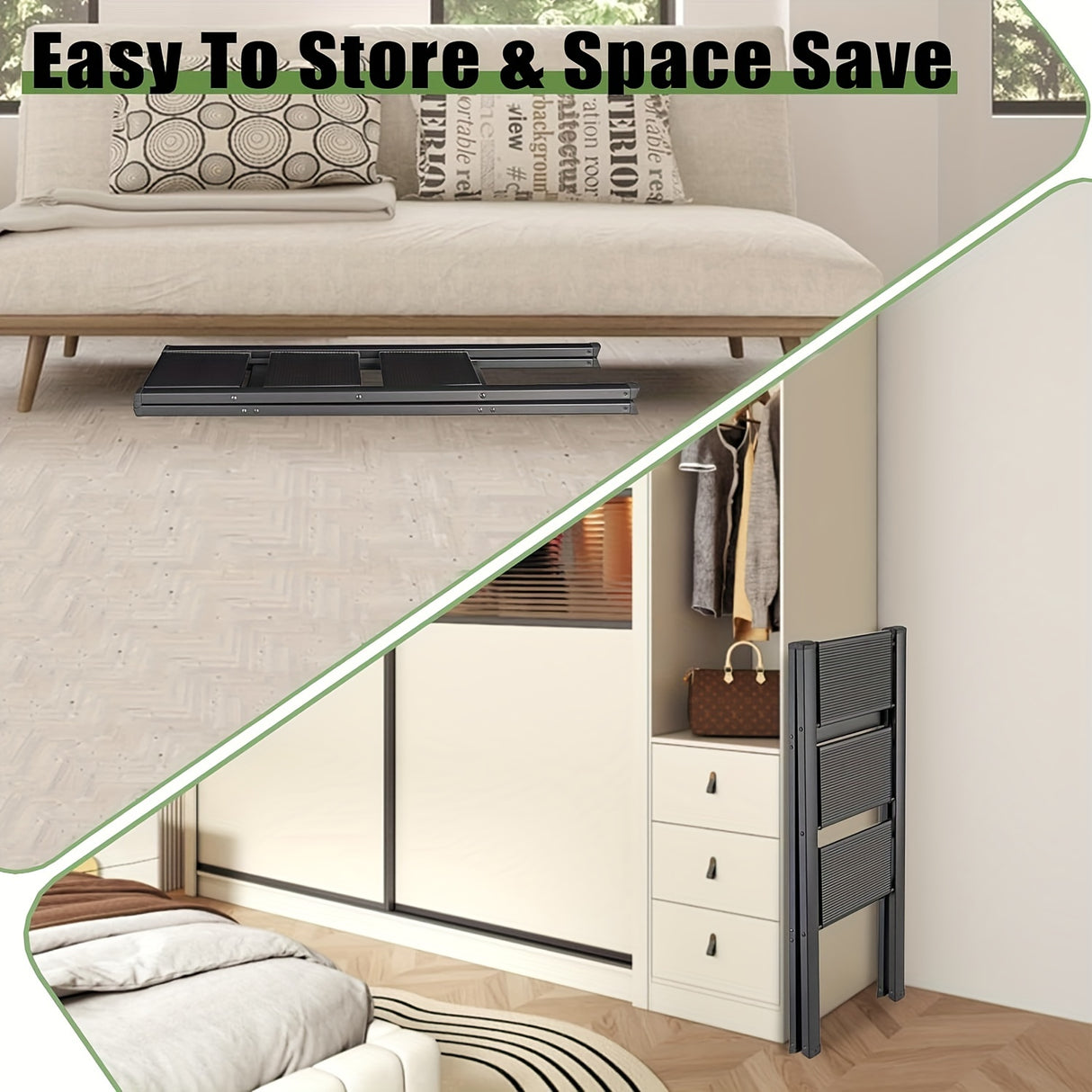 3 Step Ladder Aluminum Light Folding Step Bench Wide Non slip Pedal 300 lb Capacity Home Office Portable Ladder black - V.I.P Digital Presence