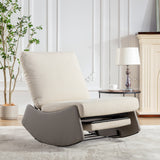 Modern rocking chair recliner, comfortable cushioned recliner with footstool, gray - V.I.P Digital Presence