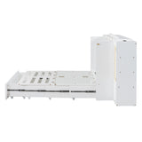 Large Murphy bed wall mounted bed with drawers, 2 storage cabinets, 1 set of sockets and USB ports, white - V.I.P Digital Presence