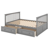 Full over Full Bunk Bed with Drawers, Convertible Beds  Gray