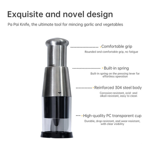Stainless Steel Manual Kitchen Chopper (for garlic, ginger, herbs, nuts) - V.I.P Digital Presence