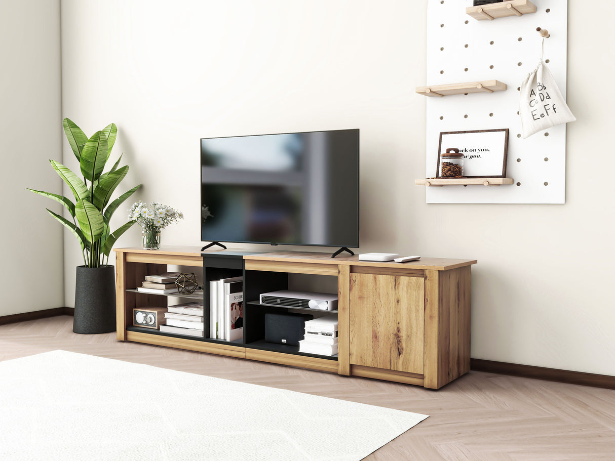ModernTV stand suitable for TVs under 80 inches, media console with multifunctional storage, and LED lights - V.I.P Digital Presence