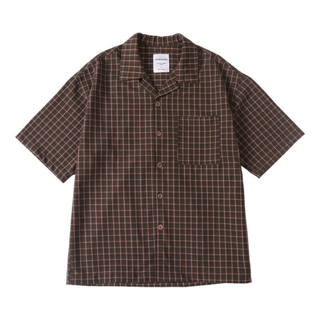 Vintage color woven plaid wrinkle resistant Cuban collar short sleeved shirt - V.I.P Digital Presence