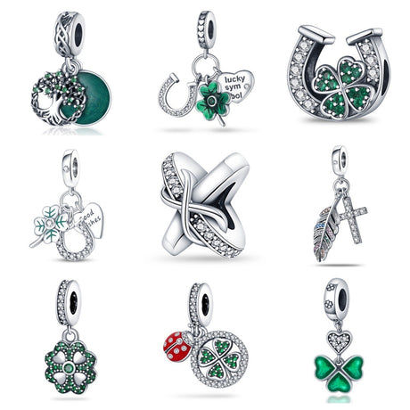 U-shaped Horseshoe Clover Wishing Tree Pendant Copper Silver Plated DIY Jewelry - V.I.P Digital Presence