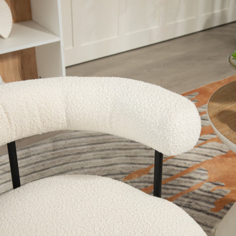 COOLCOOL Boucle dining chair set of two, medieval modern curved backrest chair, round cushion (beige Boucle) - V.I.P Digital Presence