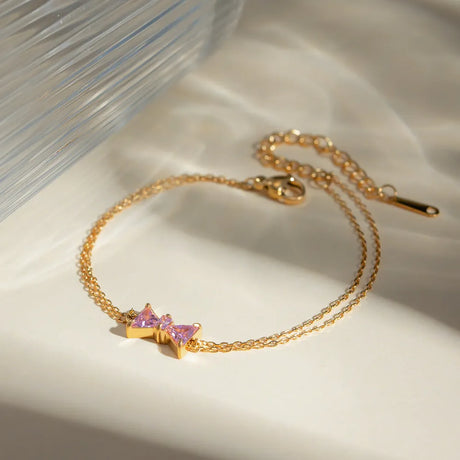 Stainless Steel Zircon Bow Bracelet - V.I.P Digital Presence