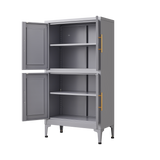 Grey metal kitchen storage cabinet, kitchen pantry storage cabinet with door and shelf, adjustable leveling feet - V.I.P Digital Presence