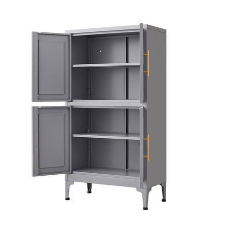 Grey metal kitchen storage cabinet, kitchen pantry storage cabinet with door and shelf, adjustable leveling feet - V.I.P Digital Presence