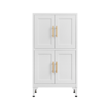 White metal kitchen storage cabinet, kitchen pantry storage cabinet with door and shelf, adjustable leveling feet - V.I.P Digital Presence