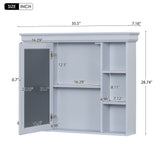 35'' x 28'' Blue Wall Mounted Bathroom Storage Cabinet with Mirror Door, Modern Bathroom Wall Cabinet with Mirror - V.I.P Digital Presence