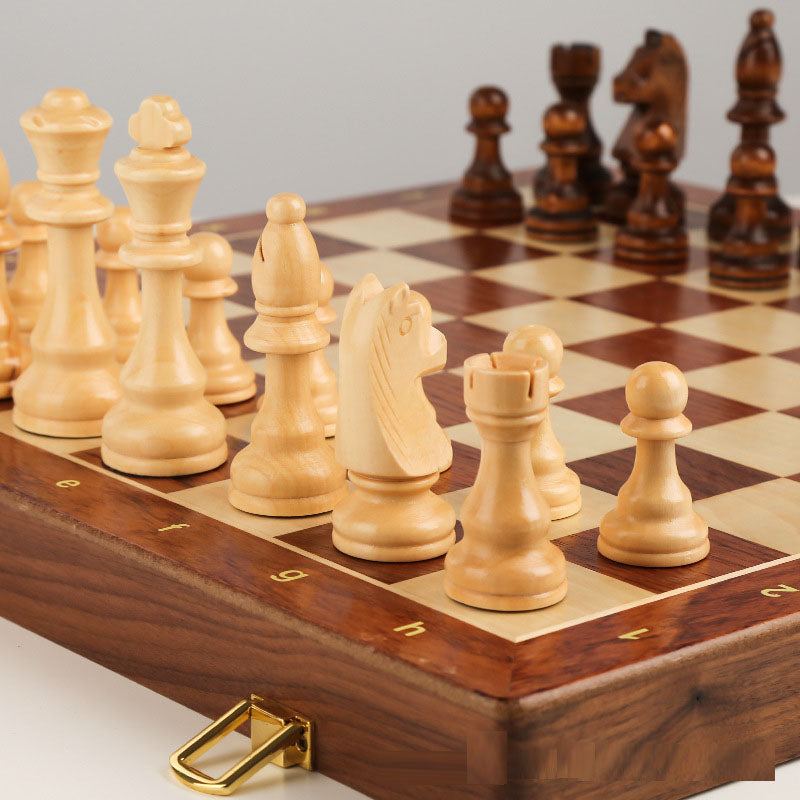 Juego de ajedrez internacional de alta gama de madera maciza, tablero de ajedrez plegable de madera grande para niños, especial para competición de ajedrez occidental.