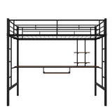 Loft Bed with Desk and Shelf   Space Saving Design Full Black