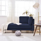 65" Mid-Century Modern Linen Fabric Corner Lounge Chair, Upholstered Indoor Chaise Lounge Solid Wood Sofa Bed for Bedroom - V.I.P Digital Presence