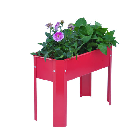 Elevated garden bed.metal elevated outdoor flowerpot box.suitable for backyard and terrace.large flowerpot. Red x 2 - V.I.P Digital Presence