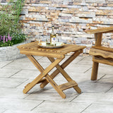 Outdoor Folding Wooden Side Table, Natural, 15"D x 22.75"W x 18.25"H - V.I.P Digital Presence
