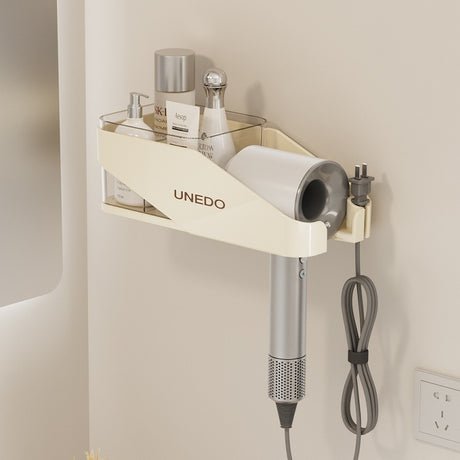 Cream hair dryer storage rack, non perforated wall mounted bathroom hair dryer rack, hair dryer holder, bathroom rack - V.I.P Digital Presence