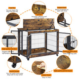 Furniture Dog Cage Crate with Double Doors, Rustic Brown, 38.58'' W x 25.2'' D x 27.17'' H - V.I.P Digital Presence