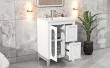 24" Bathroom Vanity with Sink, Bathroom Vanity Cabinet with Two Drawers and Door, Adjustable Shelf, Solid Wood and MDF, White - V.I.P Digital Presence