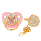 BLINGONLY Luxury Rhinestone Chupete Pink Bling Baby Pacifier With Clip - V.I.P Digital Presence