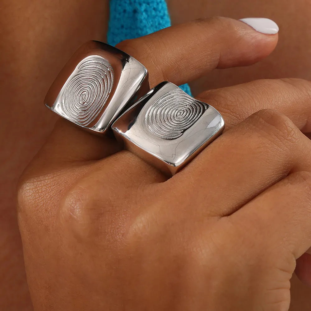 Titanium Steel Fingerprint Signet Ring - V.I.P Digital Presence